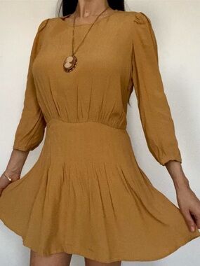 Urban Outfitters Mustard Yellow Tie-Back Mini Dress